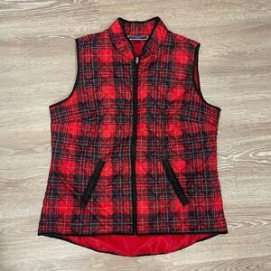 Karen Scott Red Plaid Puffer Vest Ladies Red Amore sz M
